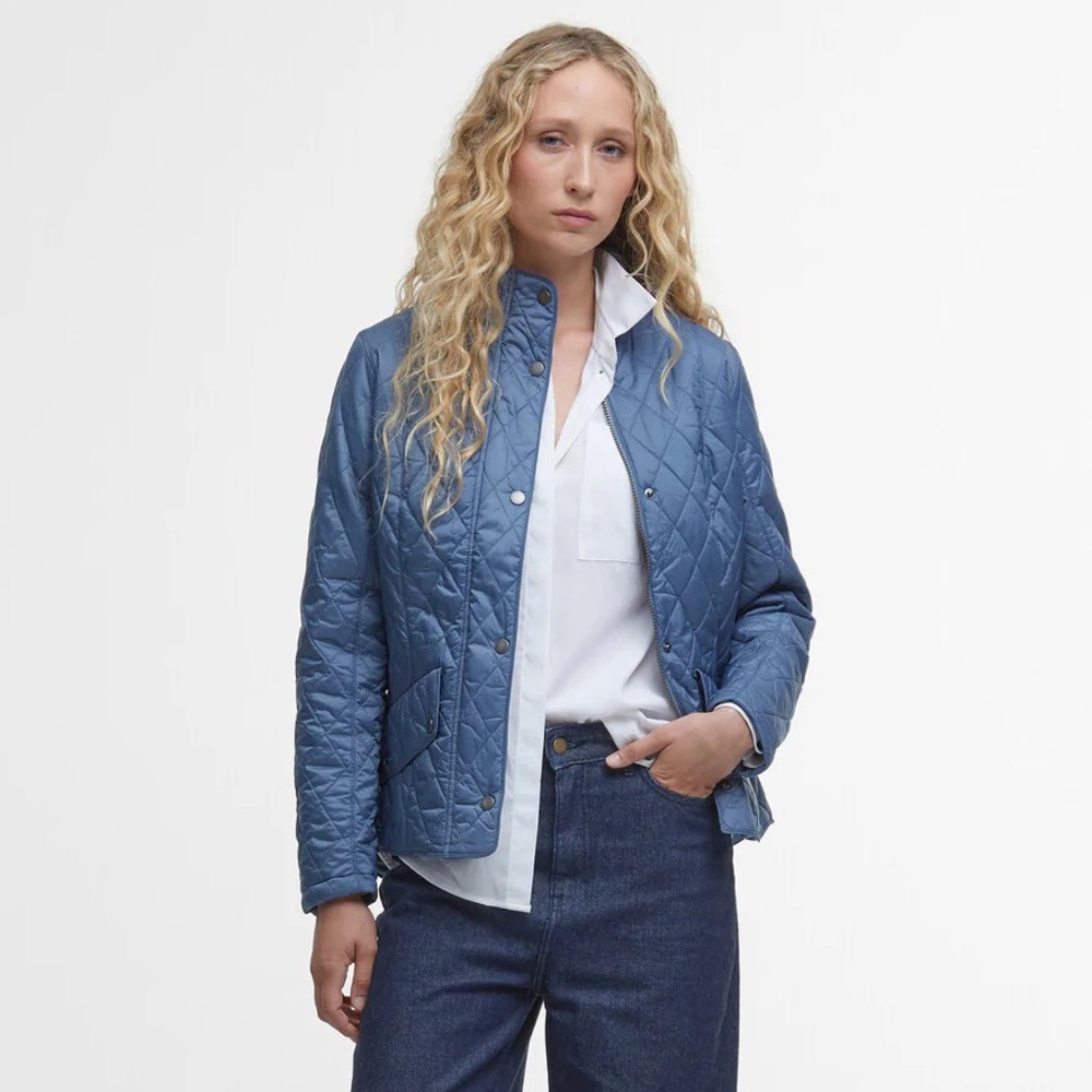Barbour Quilted Puffer Jacket in Dusty Blue